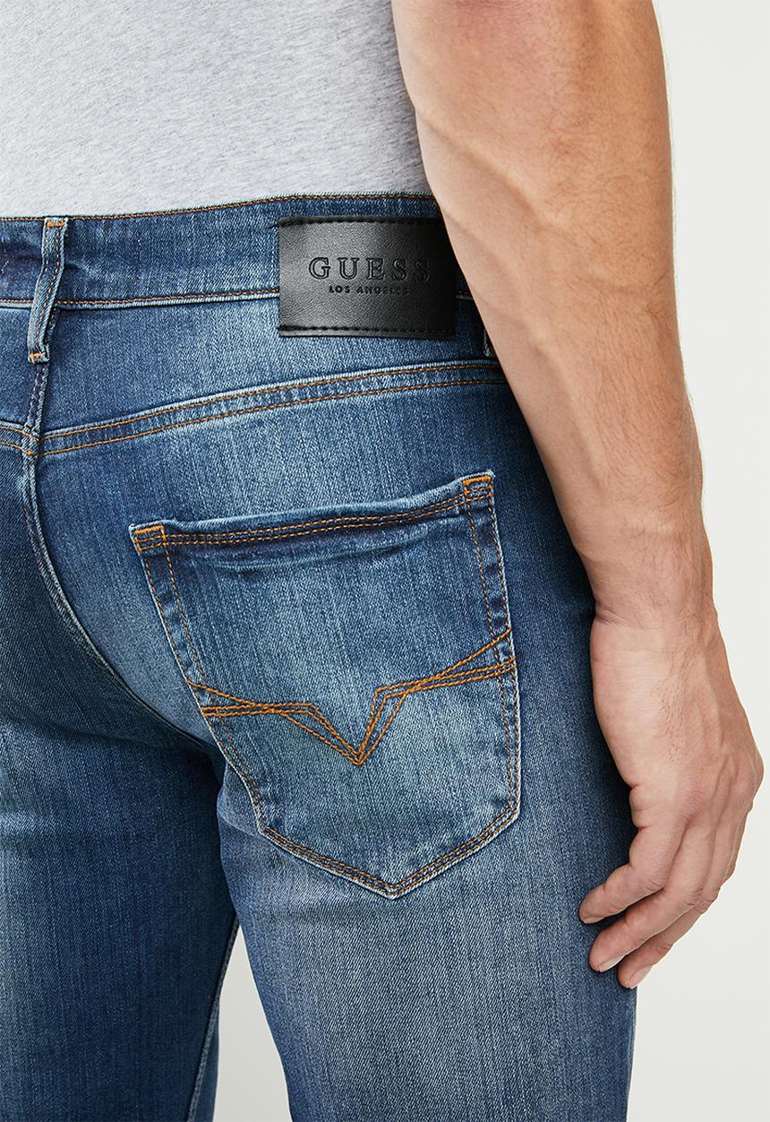 GUESS - Dark wash slim straight jeans - mid blue