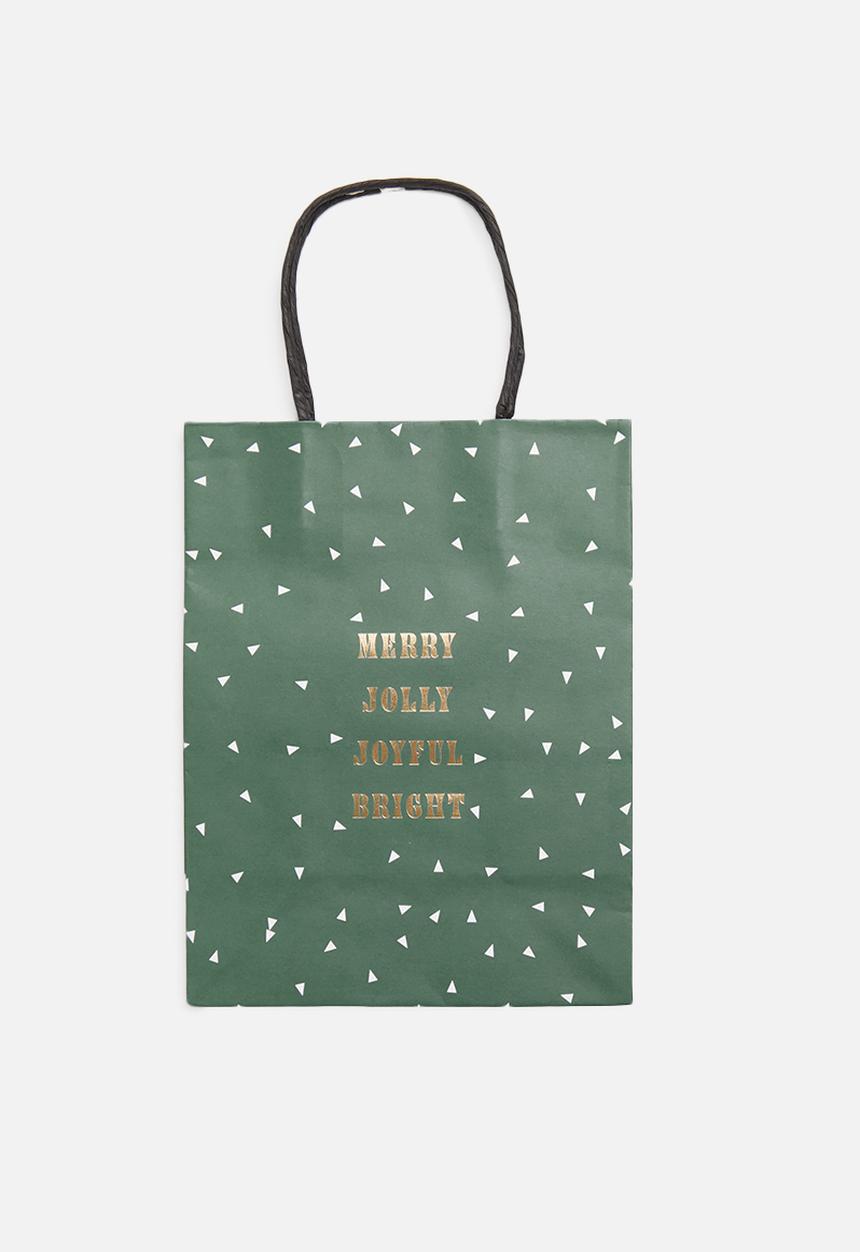 Typo - Get stuffed gift bag - small - merry jolly joyful green