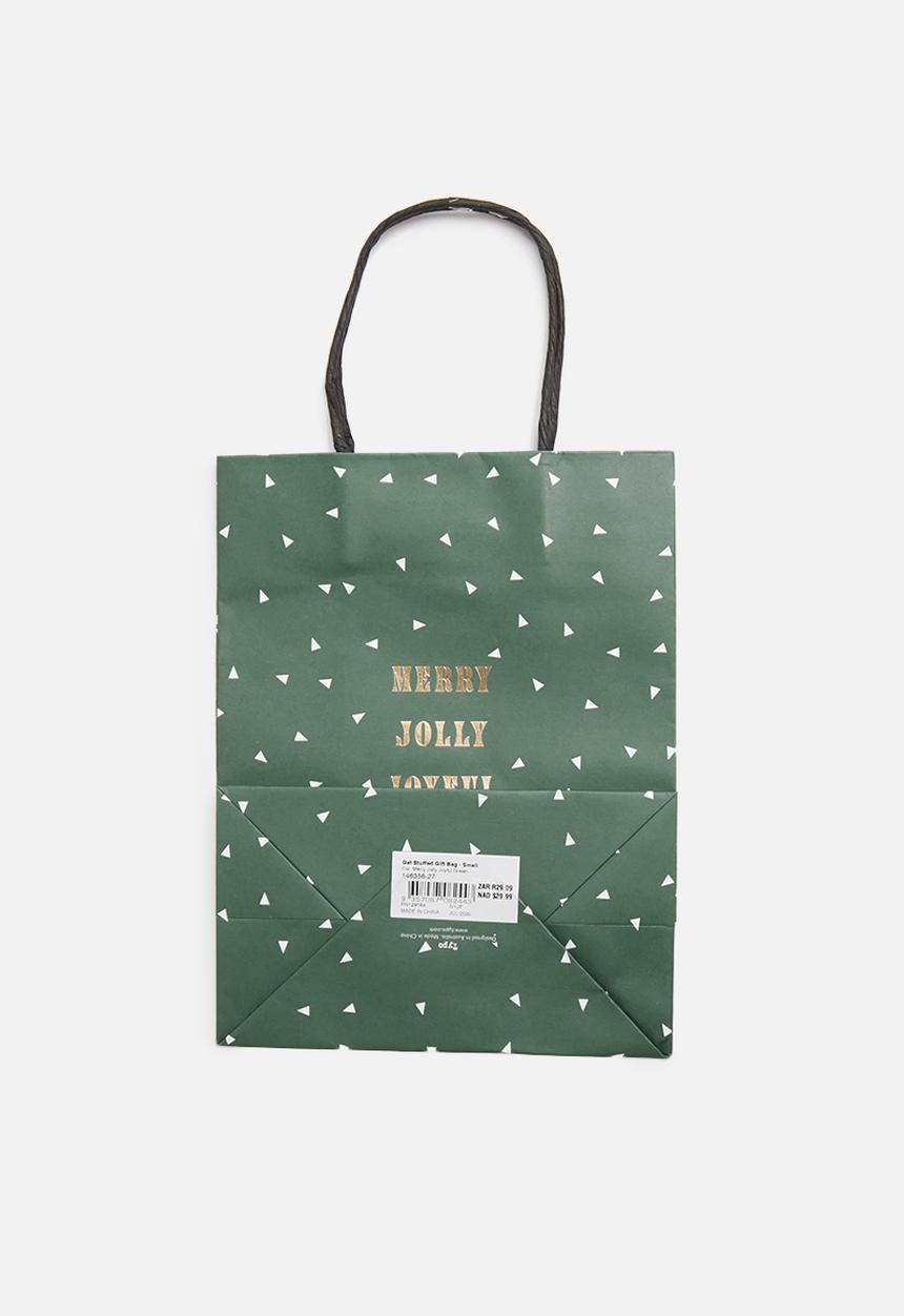 Typo - Get stuffed gift bag - small - merry jolly joyful green