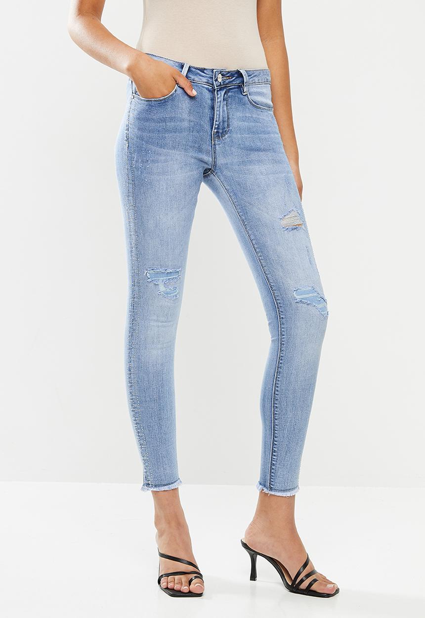 SISSY BOY - Day dream jon jon skinny with side seam diamante - blue