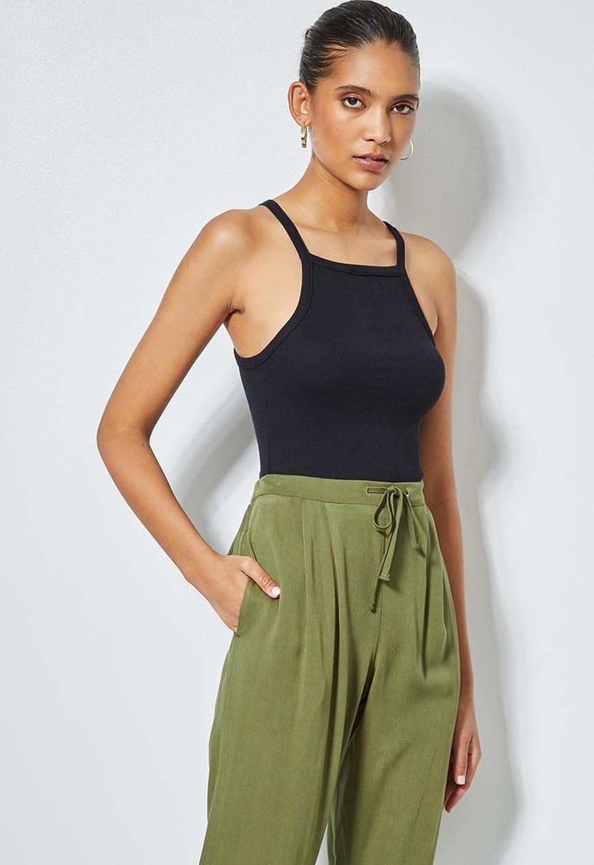 Superbalist - Rib square neck vest - black