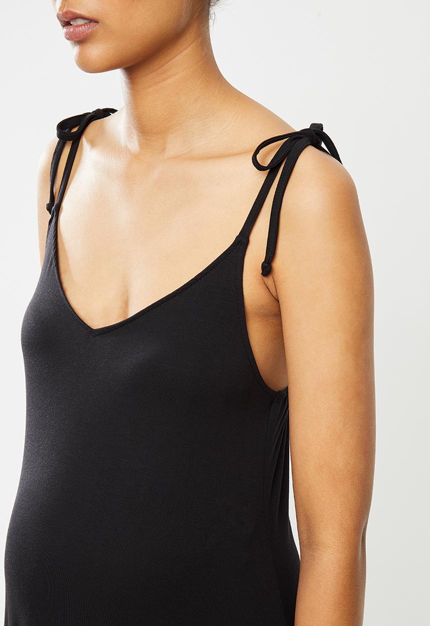 Superbalist - Maternity Knit tie strappy swing midi - black