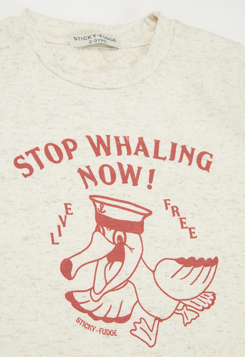 Sticky Fudge - Stop whaling tee - beige 
