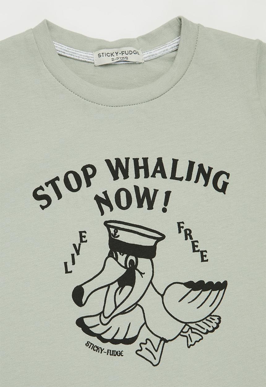 Sticky Fudge - Stop whaling tee - green 