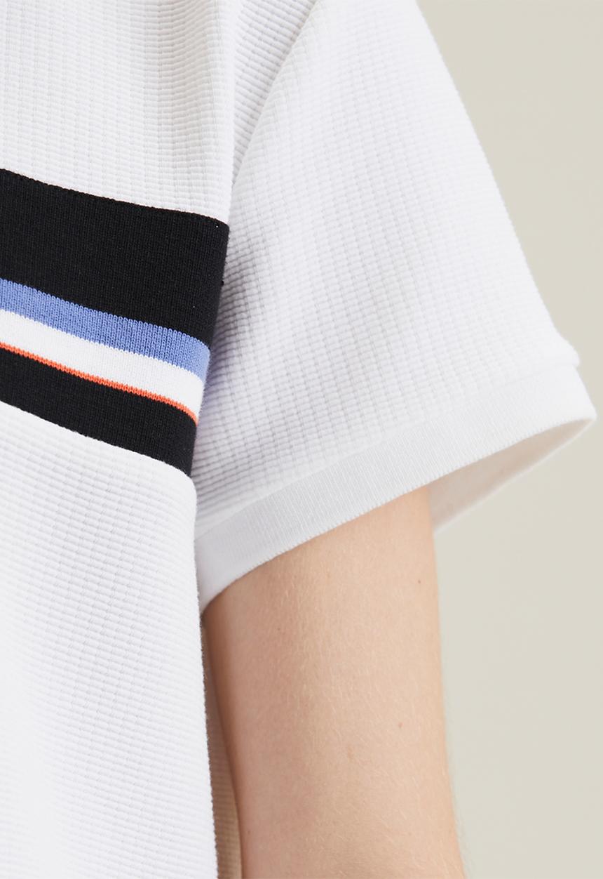 POLO - Berli rib inset short sleeve golfer dress - white