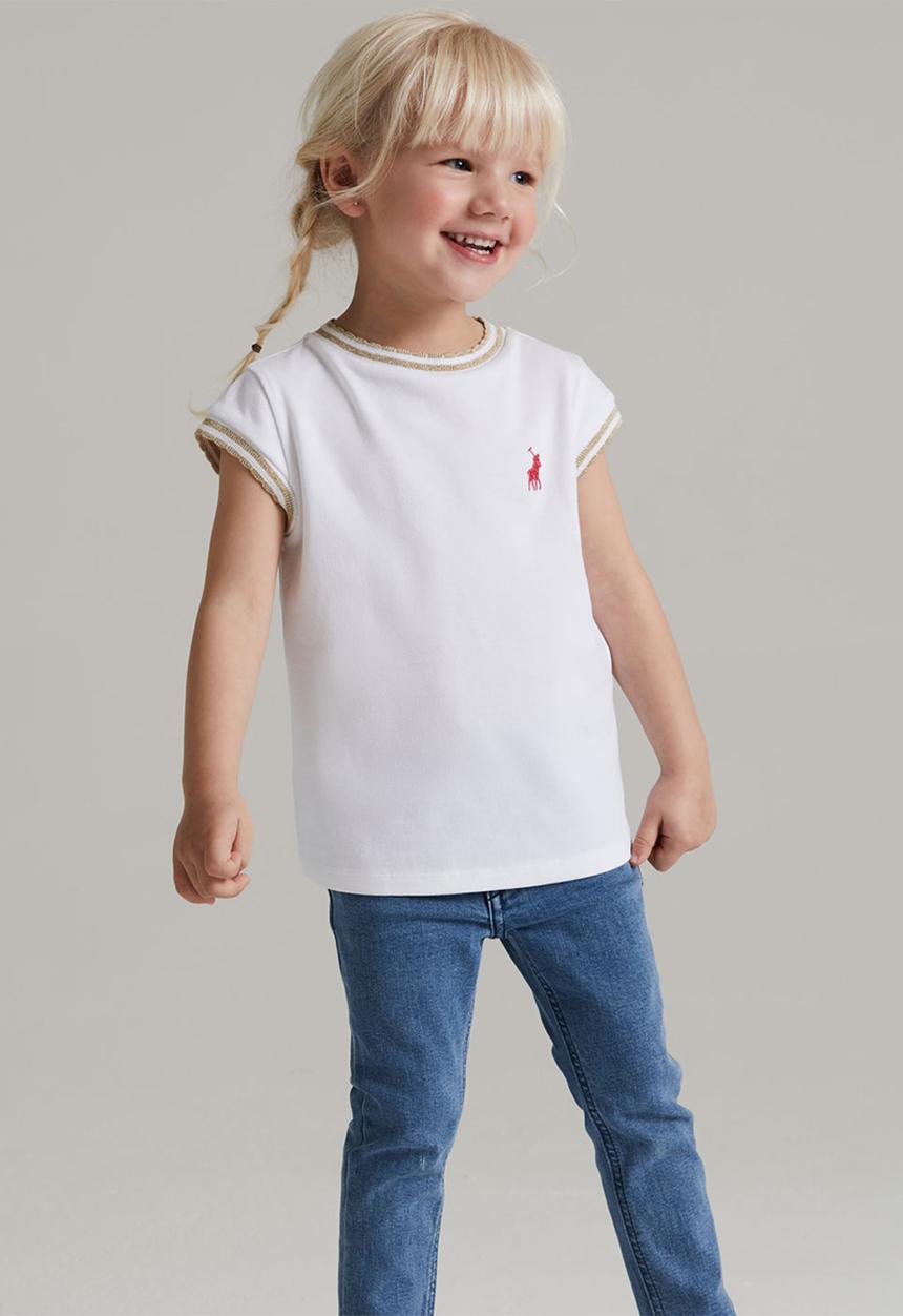 POLO - Girls kerry scalloped tee - white