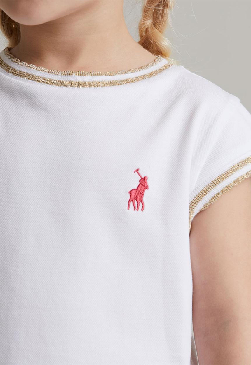POLO - Girls kerry scalloped tee - white