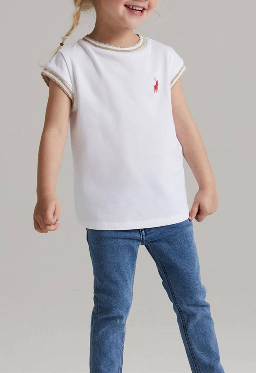 POLO - Girls kerry scalloped tee - white