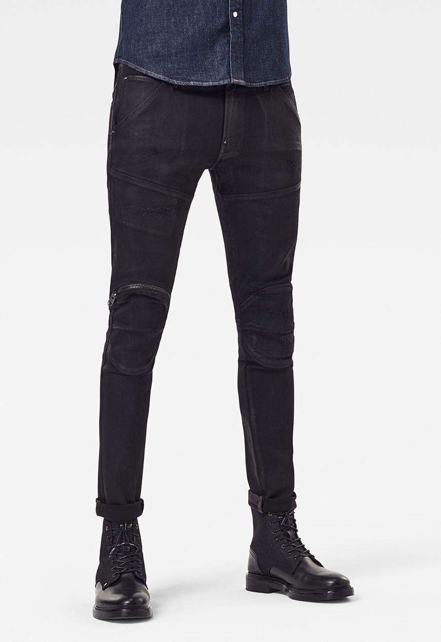 G-STAR - 5620 3d zip knee skinny-elto nero black superstretch - black