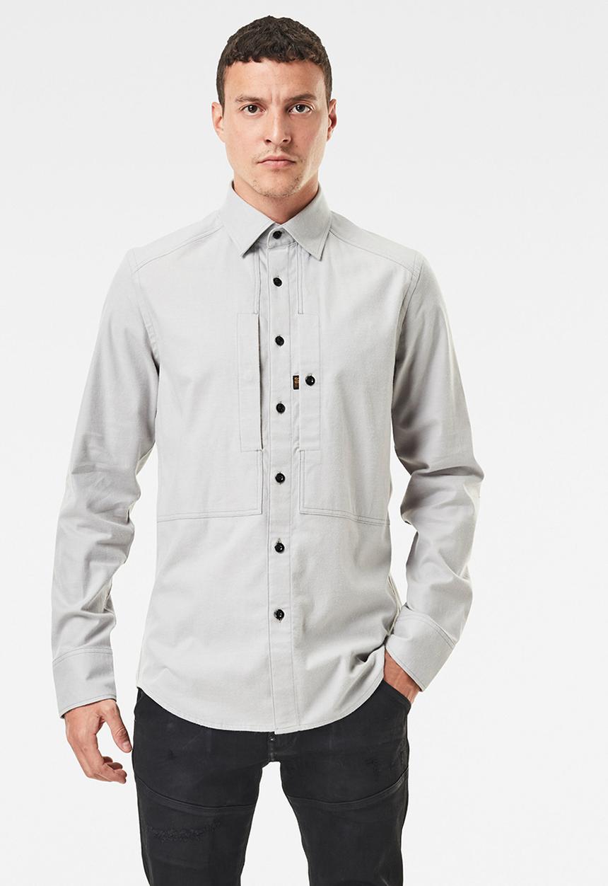 G-STAR - Panelled pkt slim long sleeve shirt - grey