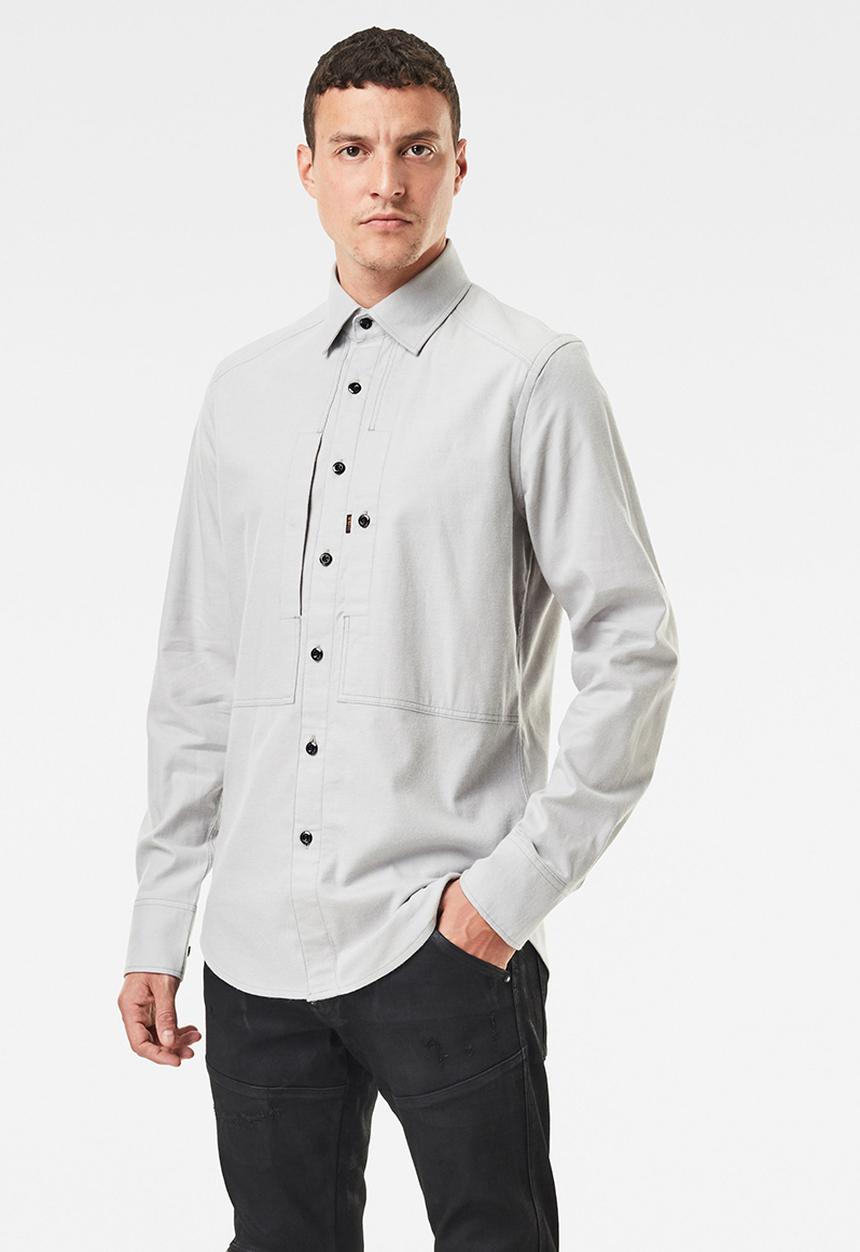 G-STAR - Panelled pkt slim long sleeve shirt - grey