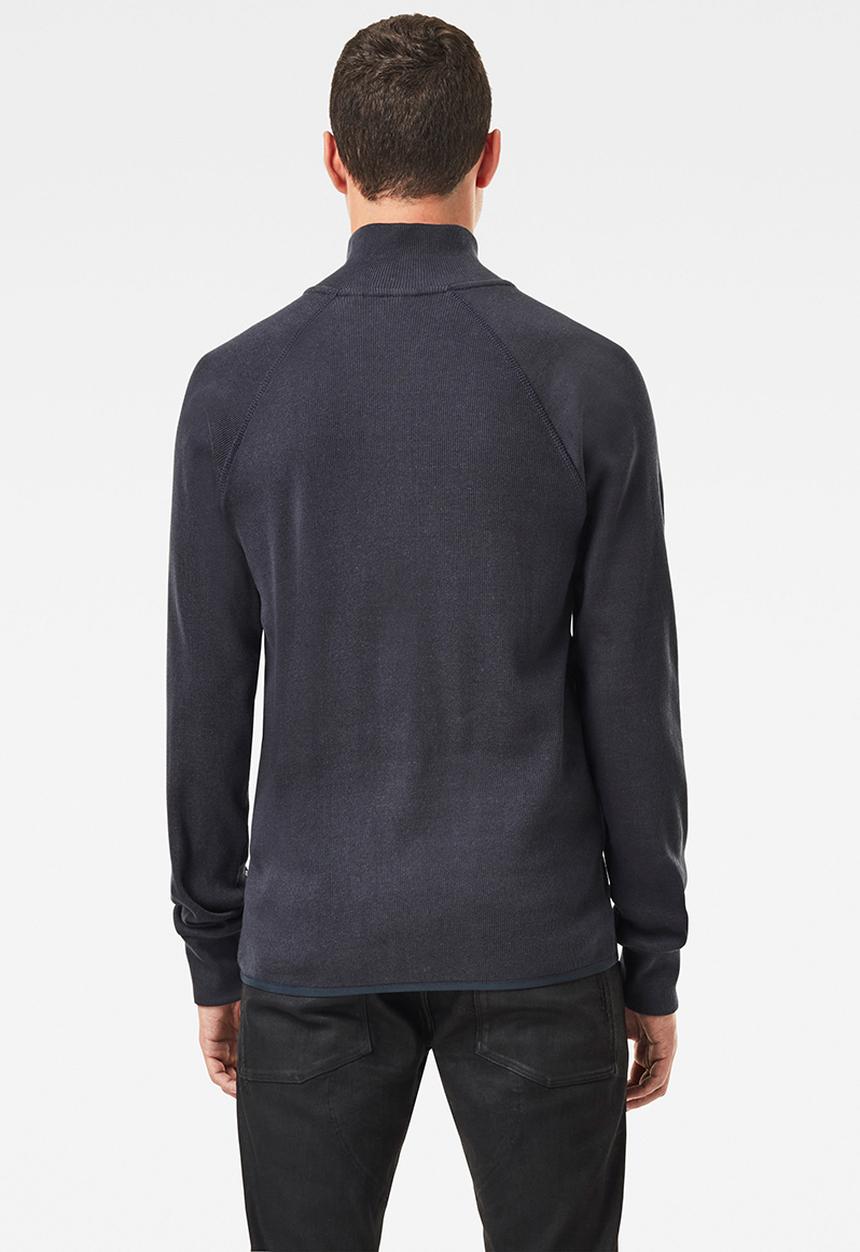 G-STAR - Plated rib half zip jirgi r long sleeve tee - cobalt