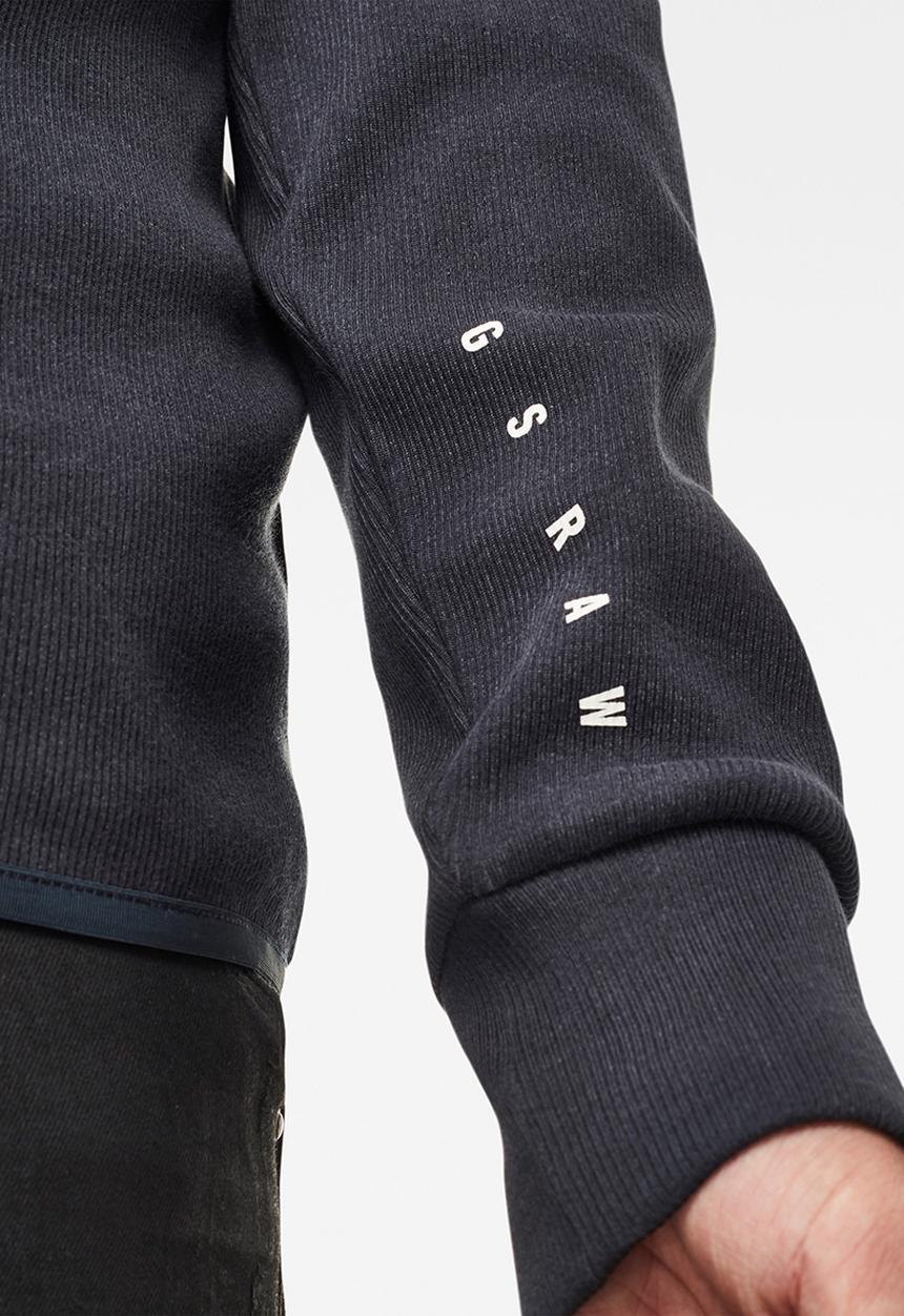 G-STAR - Plated rib half zip jirgi r long sleeve tee - cobalt