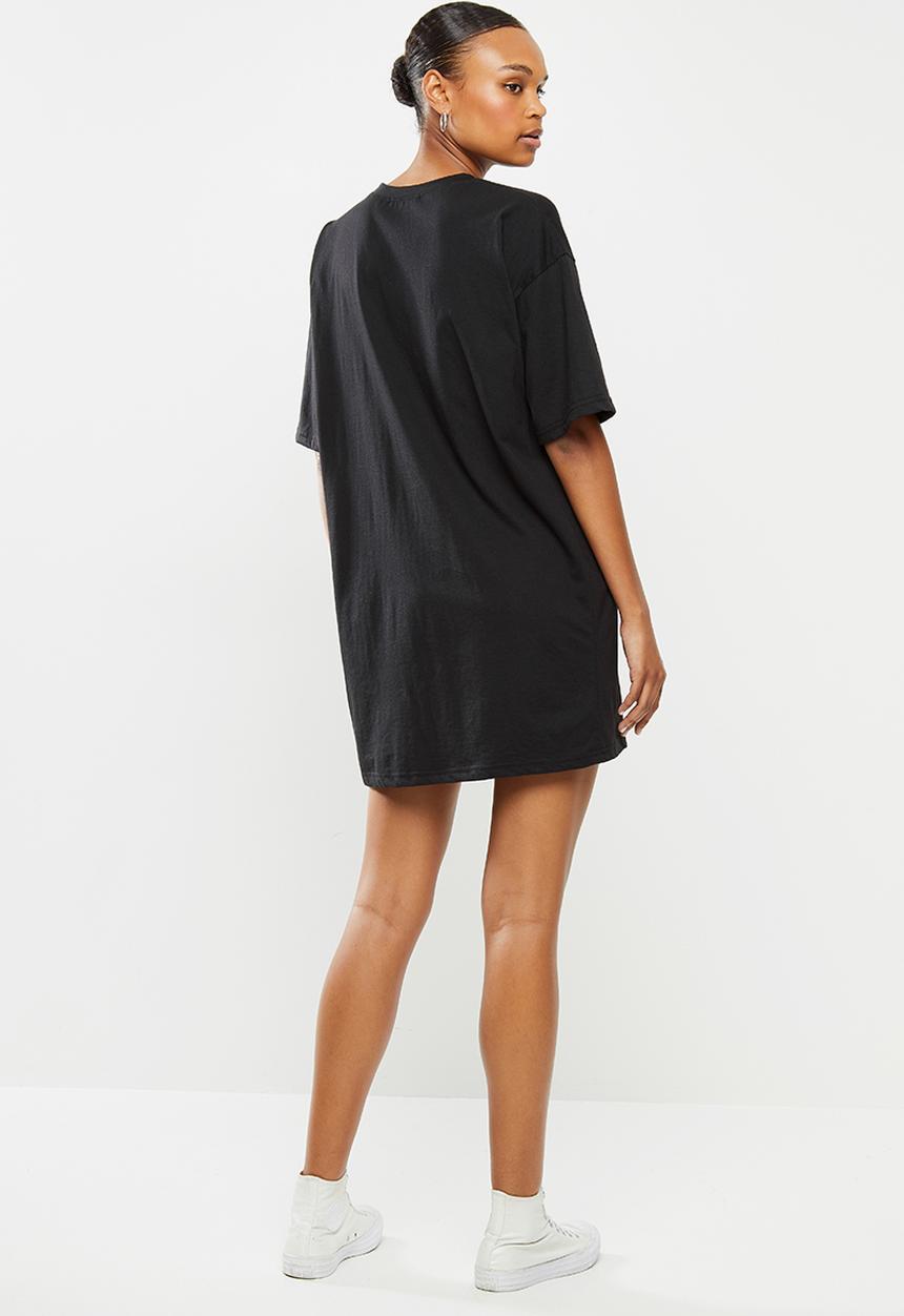 Missguided - Oversized tshirt dress short sleeve barcode - black