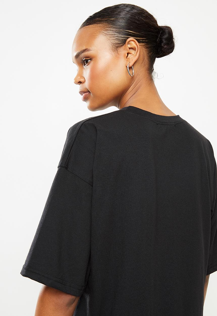 Missguided - Oversized tshirt dress short sleeve barcode - black