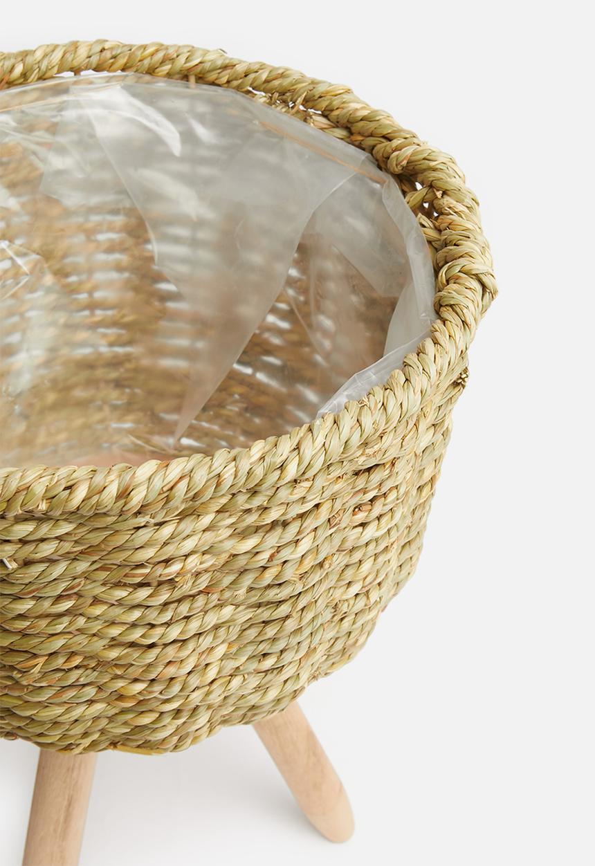 H&S - Seagrass planter set of 2 - brown