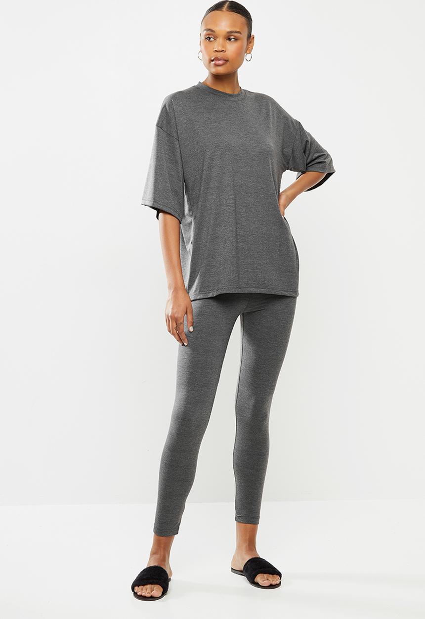 Missguided - Full length legging and T-shirt set - grey