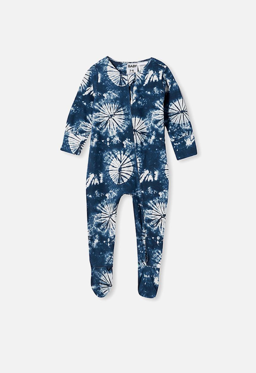 Cotton On - The long sleeve zip romper - navy blazer/tie dye