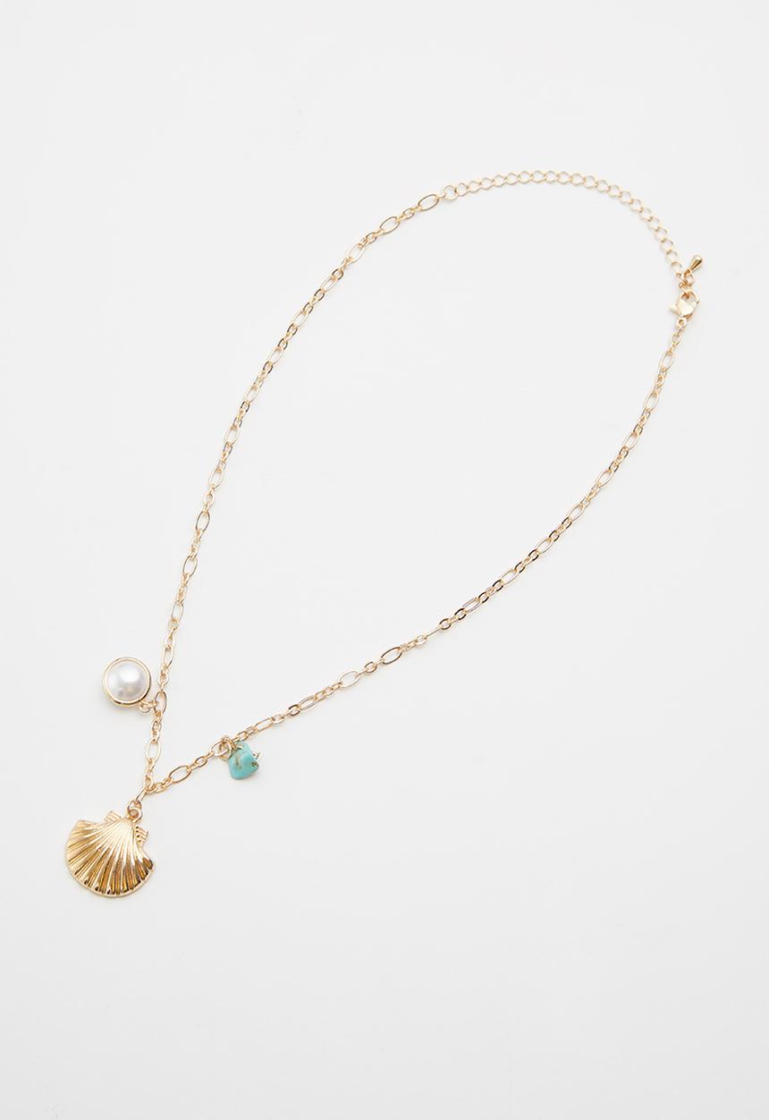 Cotton On - Bead necklace and bracelet set - gold & blue 