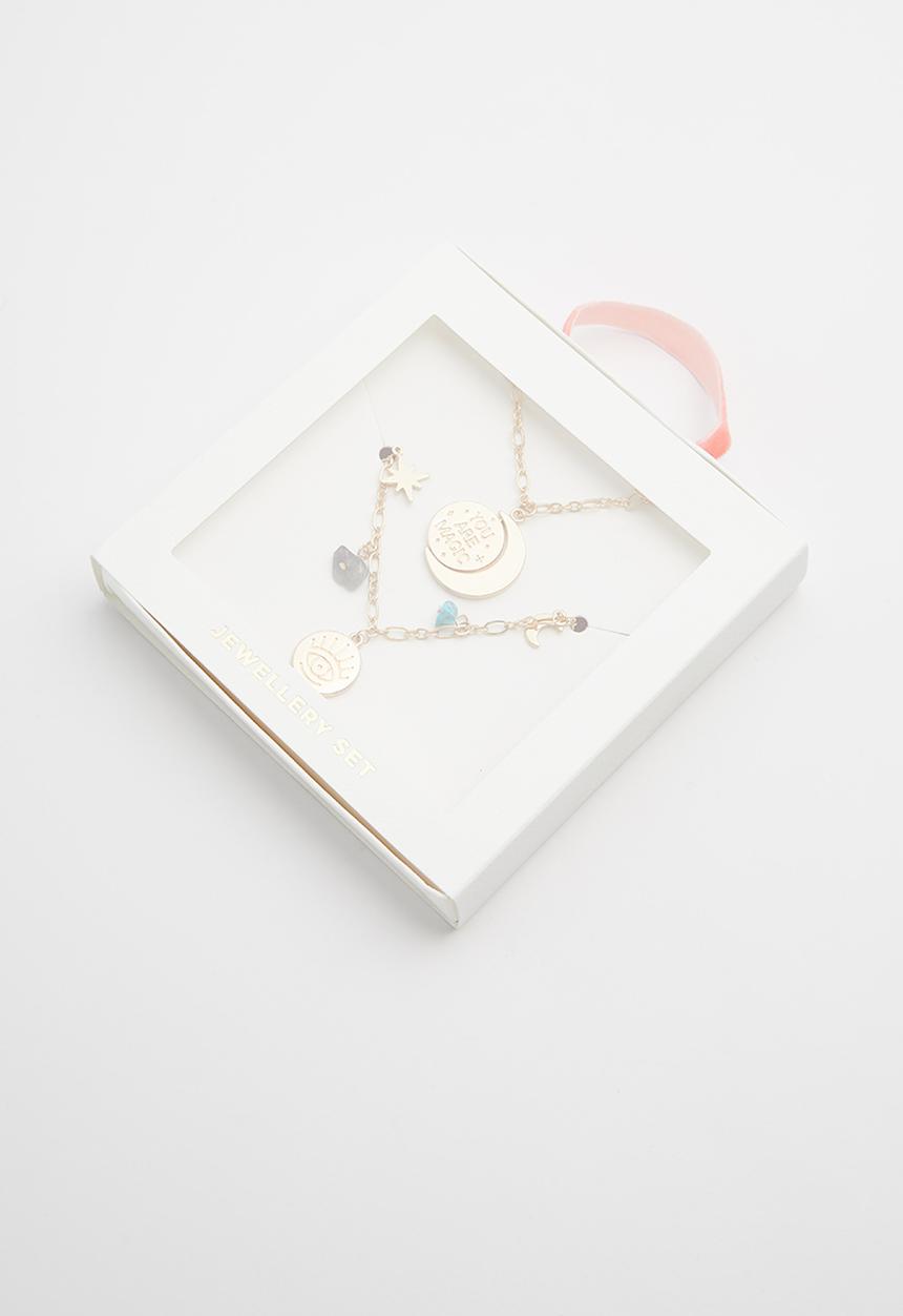 Cotton On - Bead necklace and bracelet set - gold