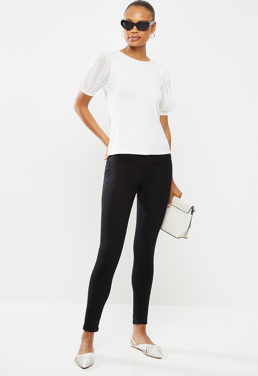 edit - Conscious chiffon inset sleeve tee - milk