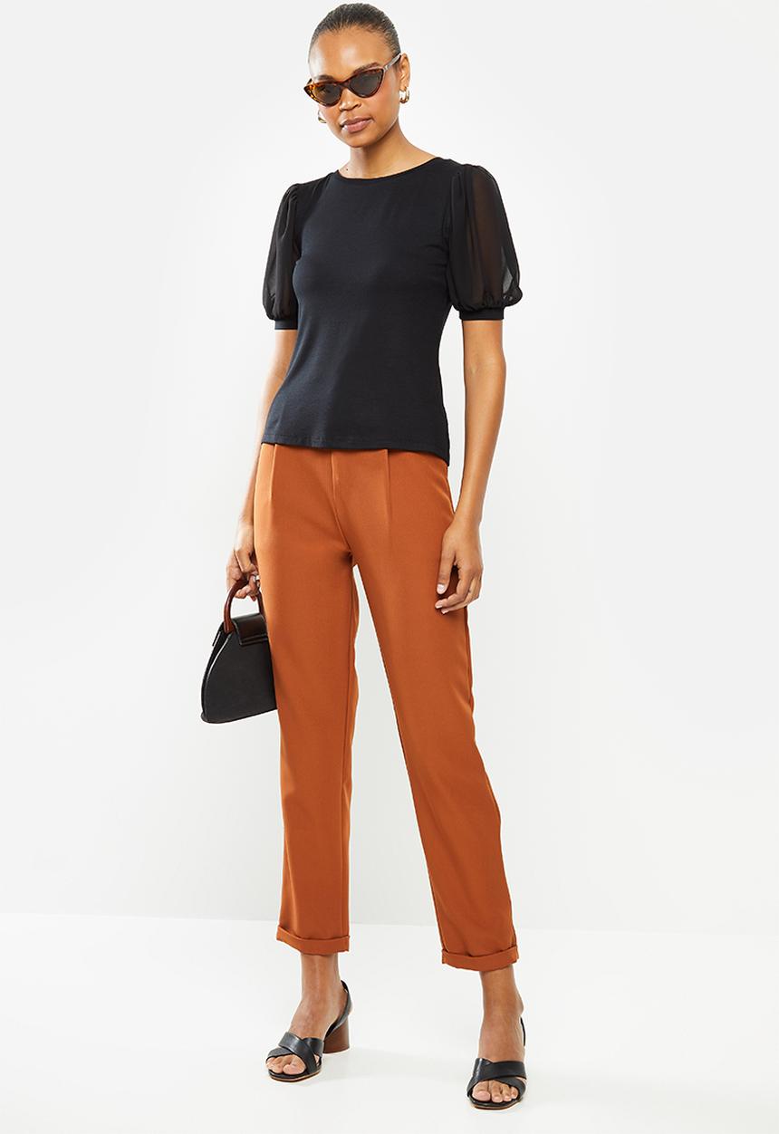 edit - Conscious chiffon inset sleeve tee - black
