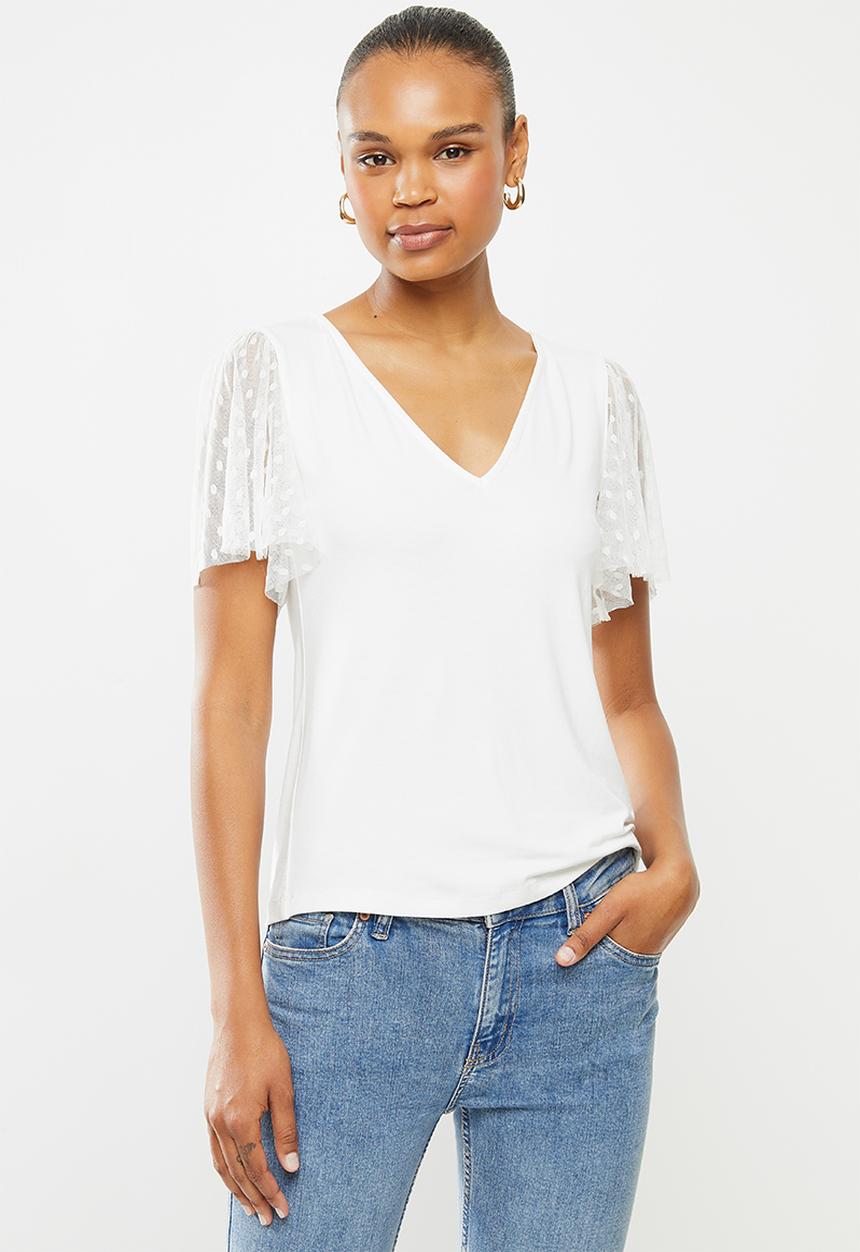 edit - Conscious mesh inset sleeve tee - milk