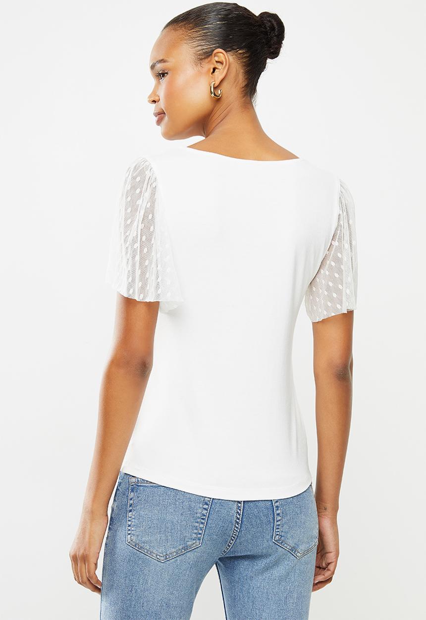 edit - Conscious mesh inset sleeve tee - milk