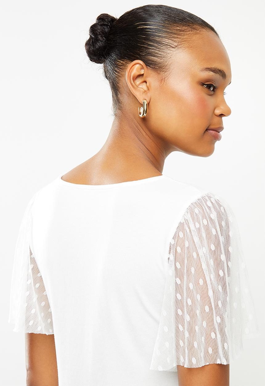 edit - Conscious mesh inset sleeve tee - milk