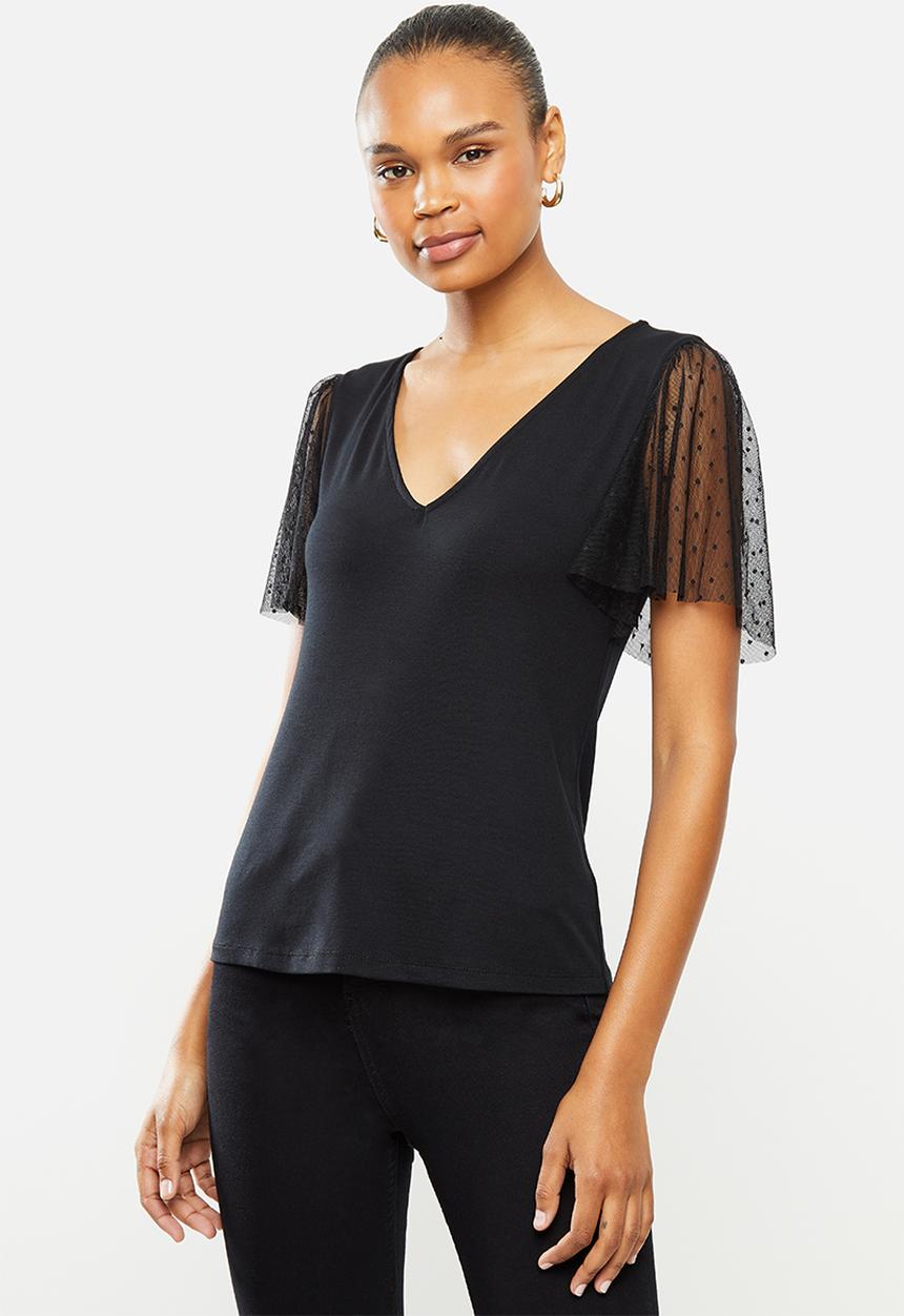 edit - Conscious mesh inset sleeve tee - black