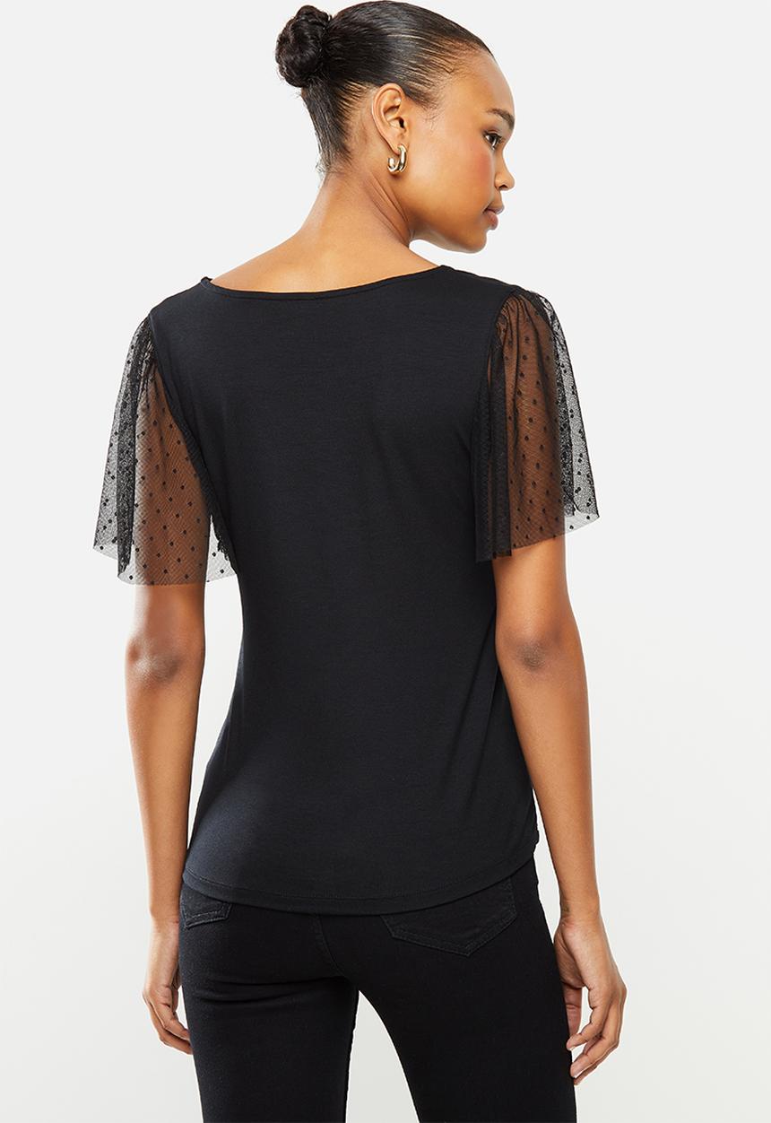 edit - Conscious mesh inset sleeve tee - black