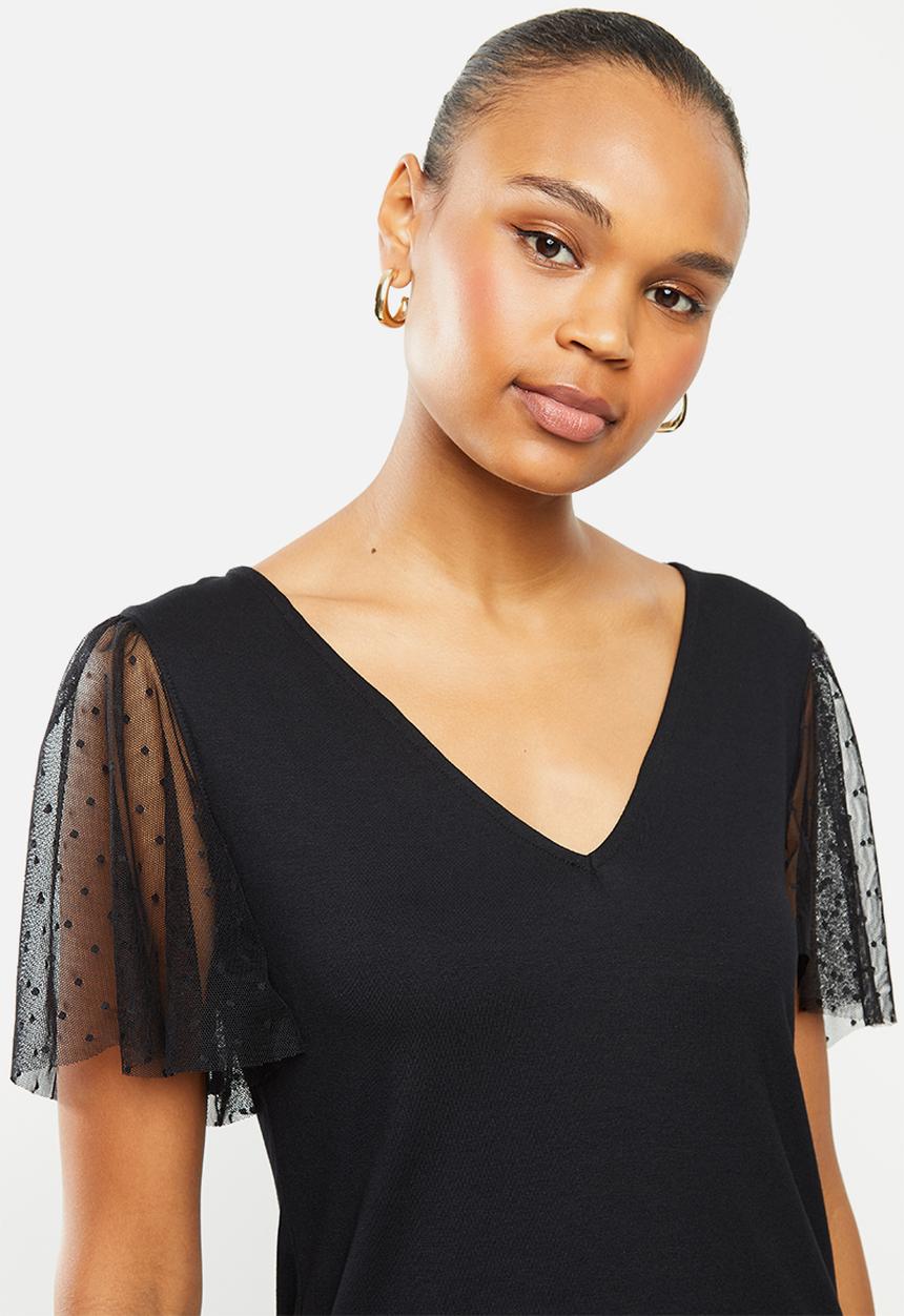 edit - Conscious mesh inset sleeve tee - black