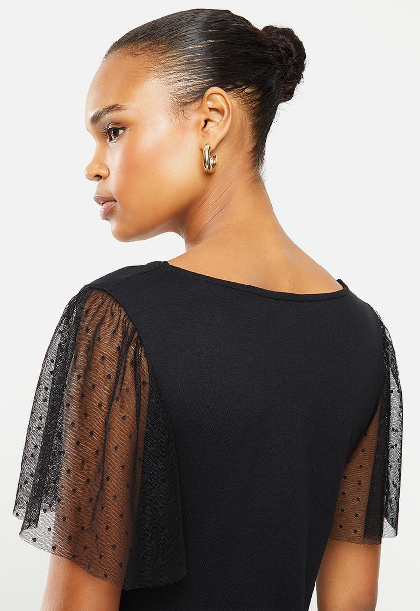 edit - Conscious mesh inset sleeve tee - black