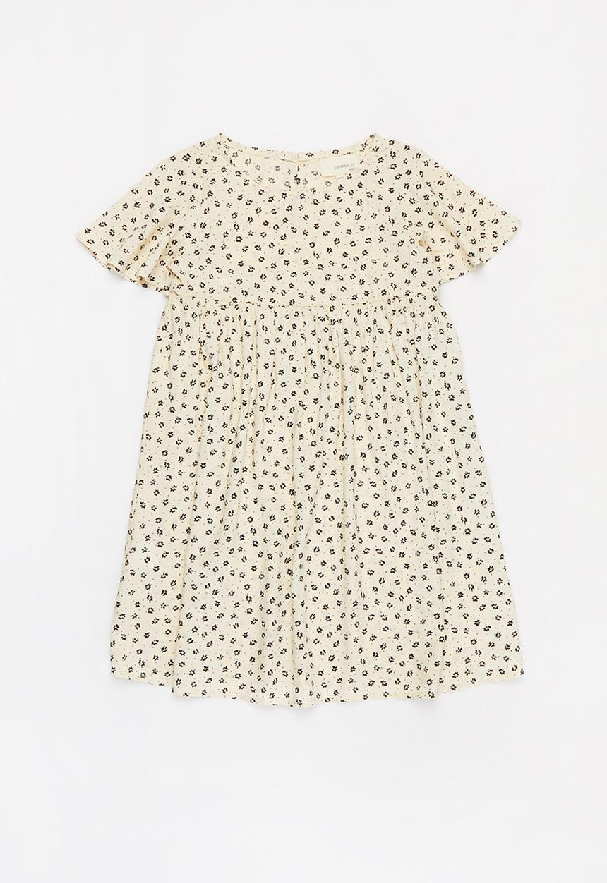Superbalist Kids - Printed flutter sleeve dress - beige & black 
