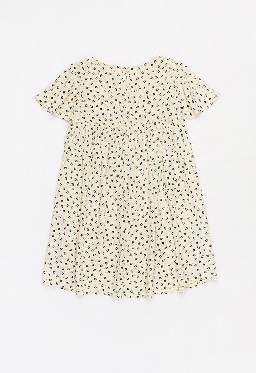 Superbalist Kids - Printed flutter sleeve dress - beige & black 