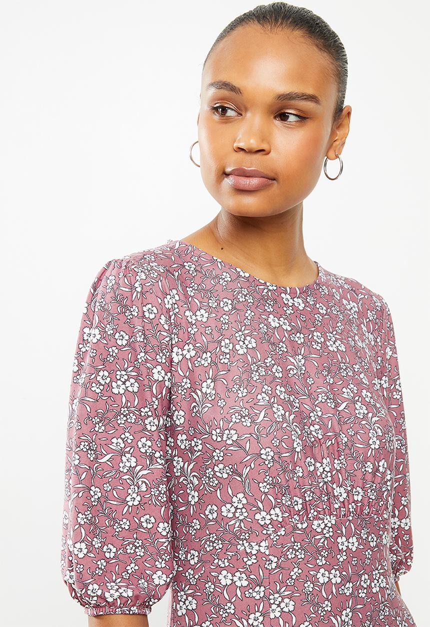 edit - Curved waist midi dress - dusty pink