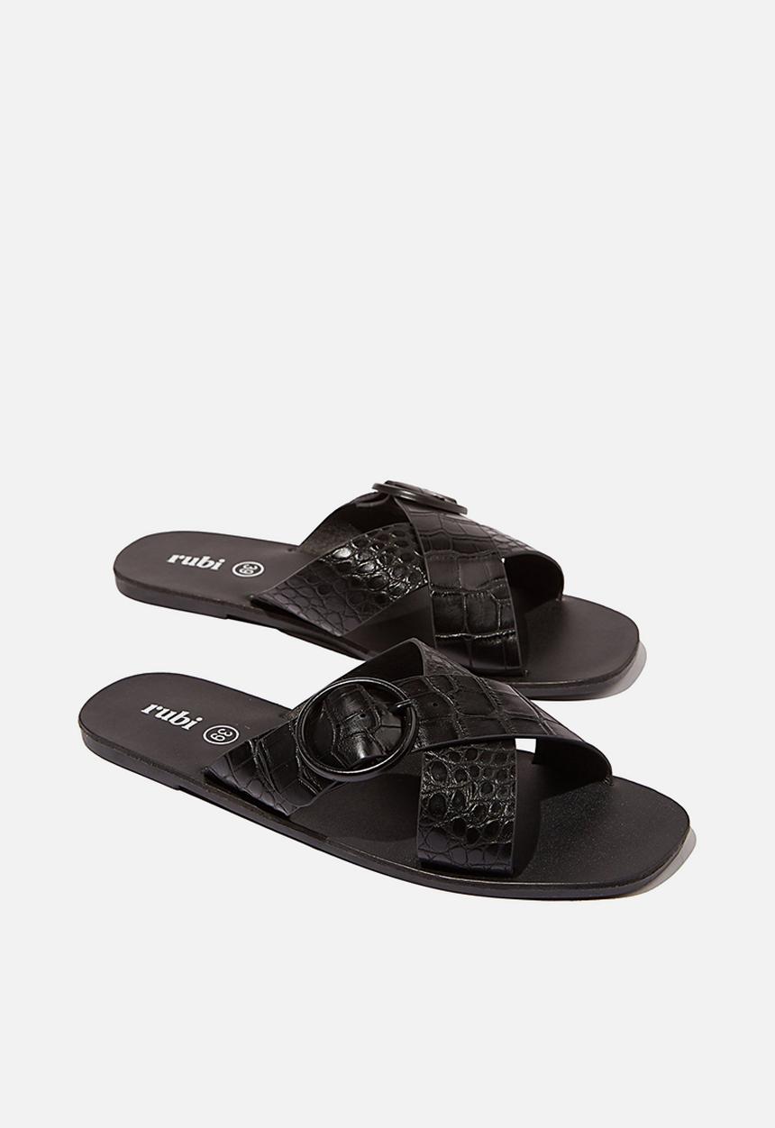 Cotton On - Freya xover buckle slide - black