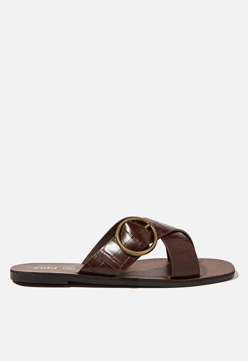 Cotton On - Freya xover buckle slide - choc