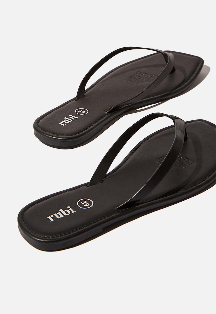 Cotton On - Everyday stella square toe thong - black