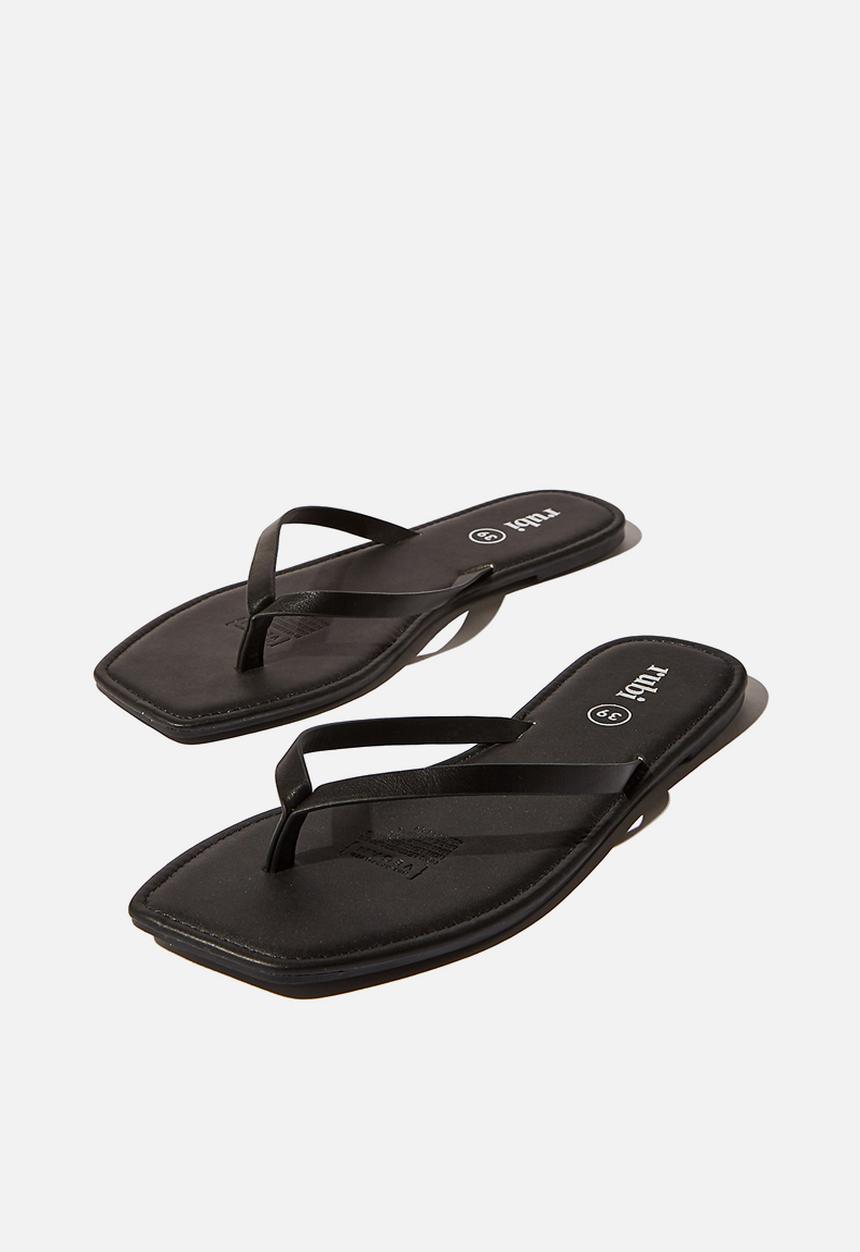 Cotton On - Everyday stella square toe thong - black