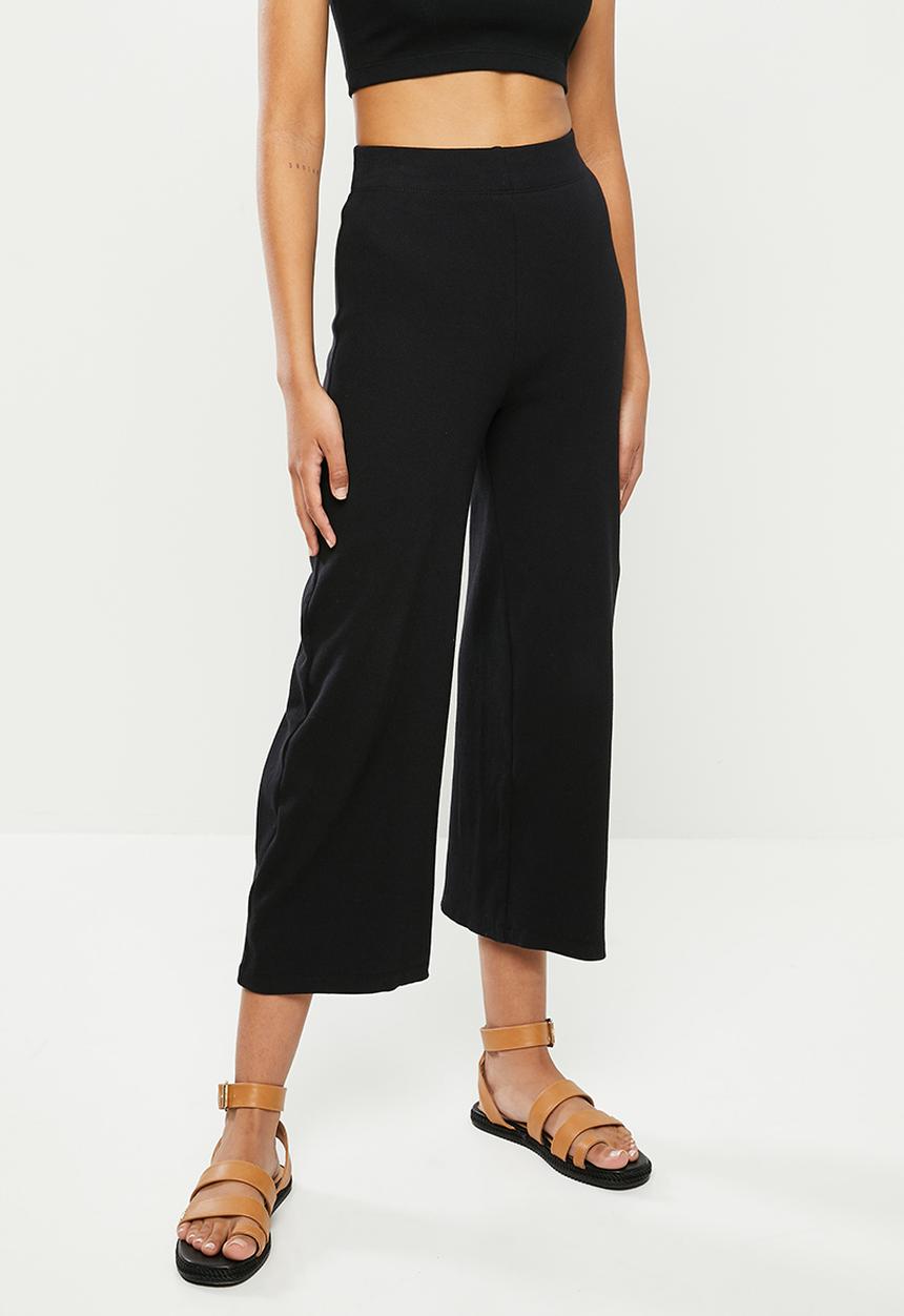 Blake - Rib culotte pant - black