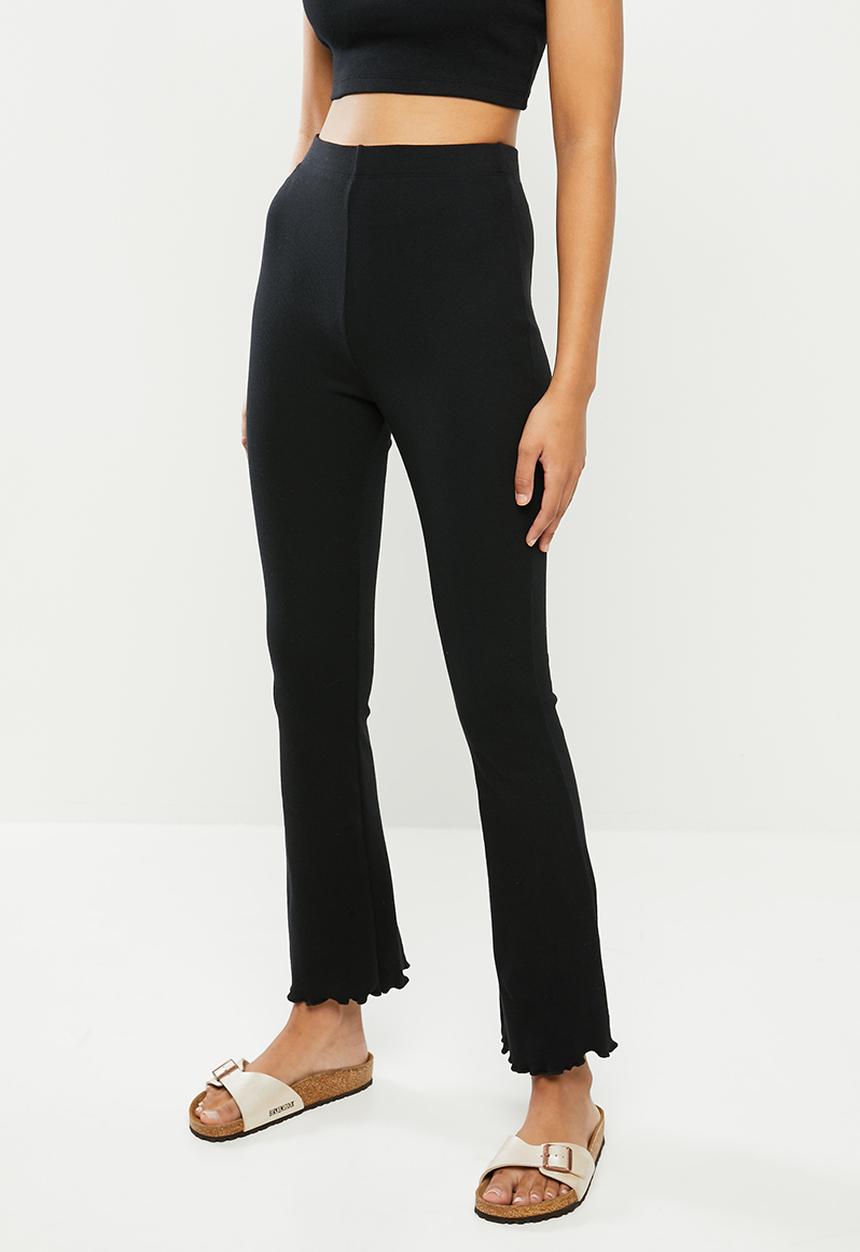 Blake - Ribbed flare pant - black