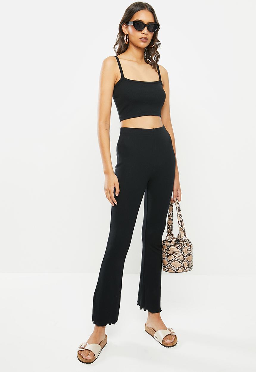 Blake - Ribbed flare pant - black
