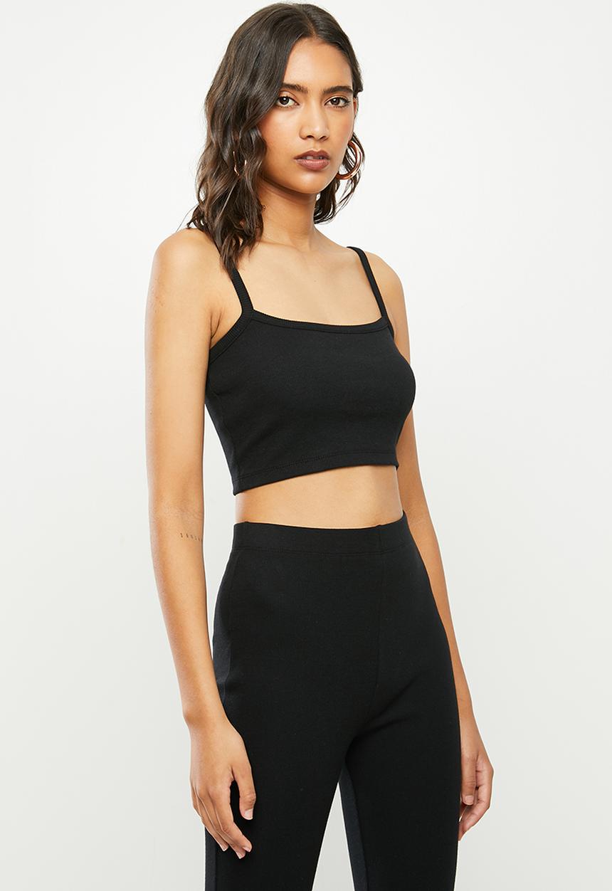 Blake - Ribbed cami crop top - black