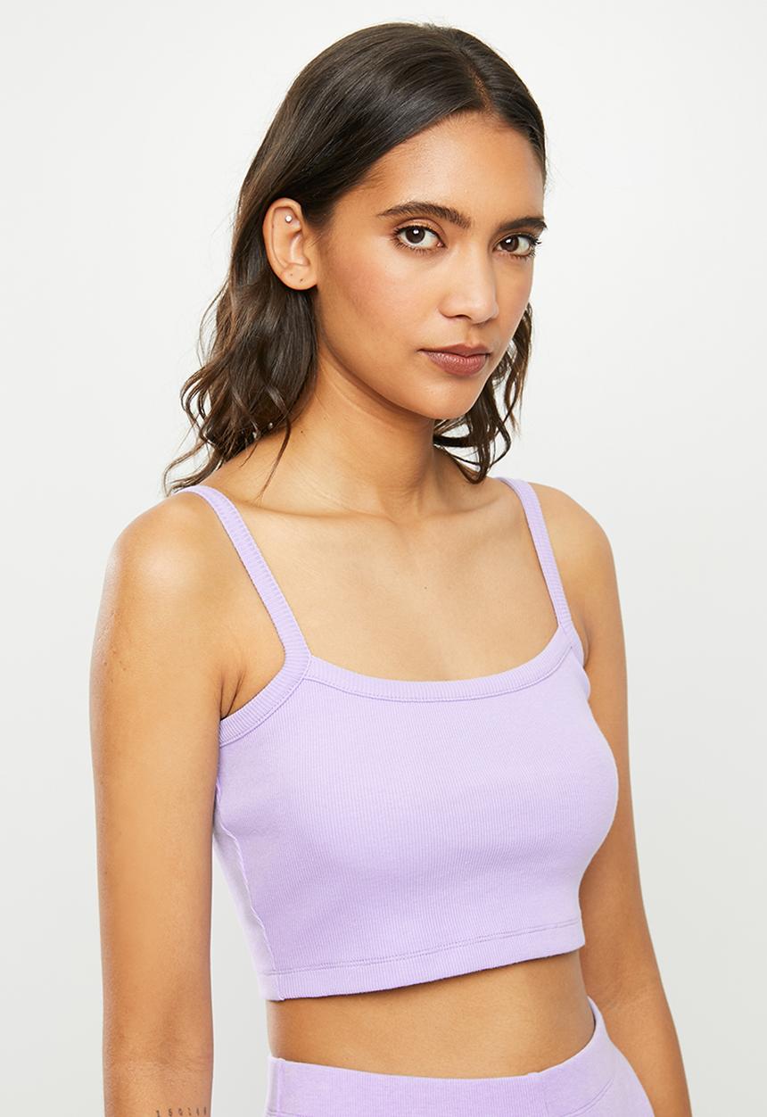 Blake - Ribbed cami crop top - lilac