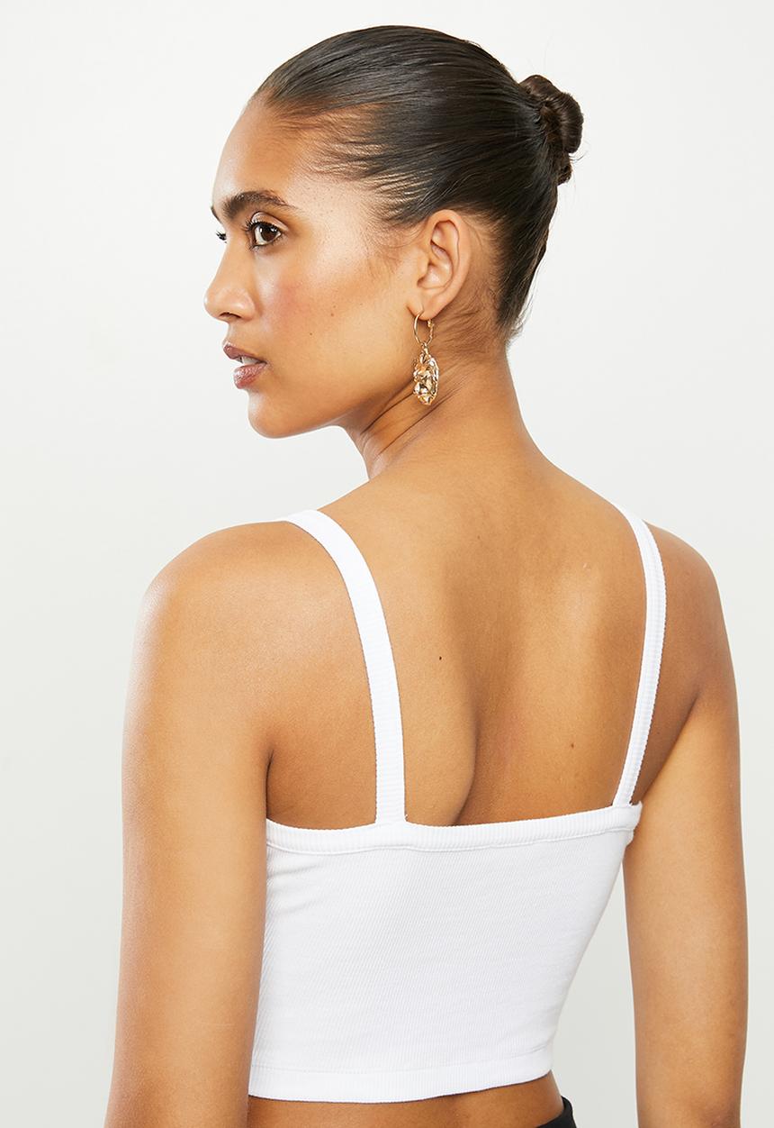 Blake - Ribbed cami crop top - white
