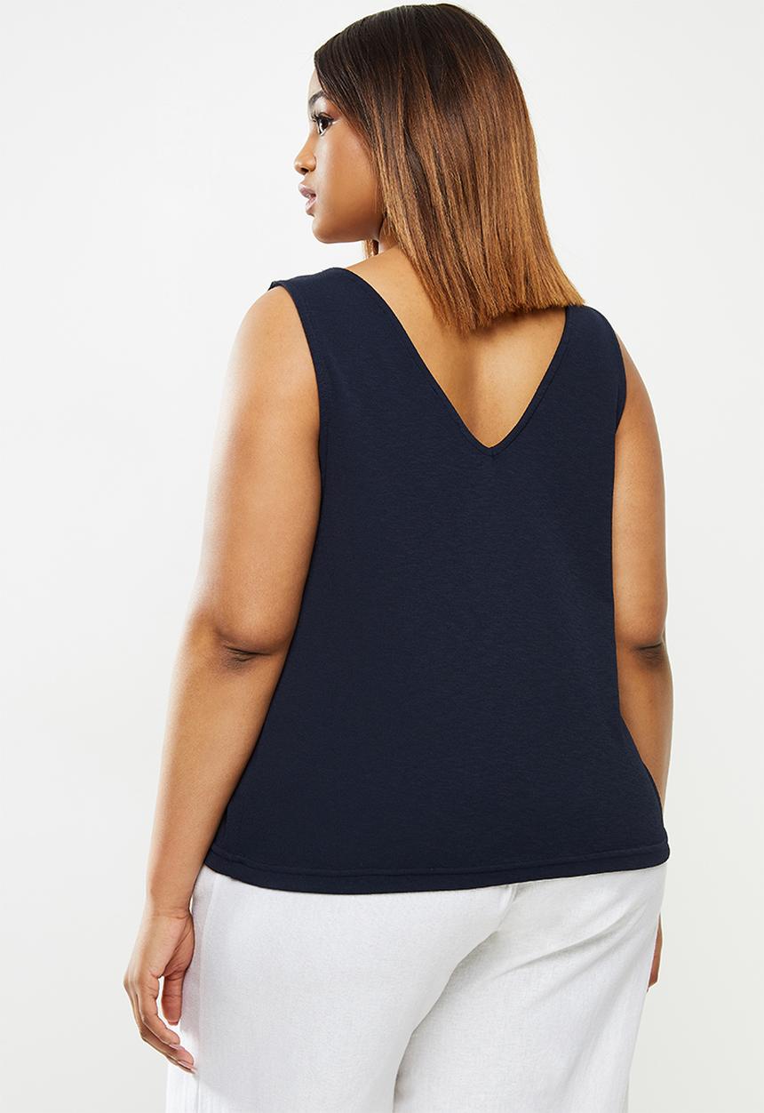 edit Plus - V-neck textured vest - navy