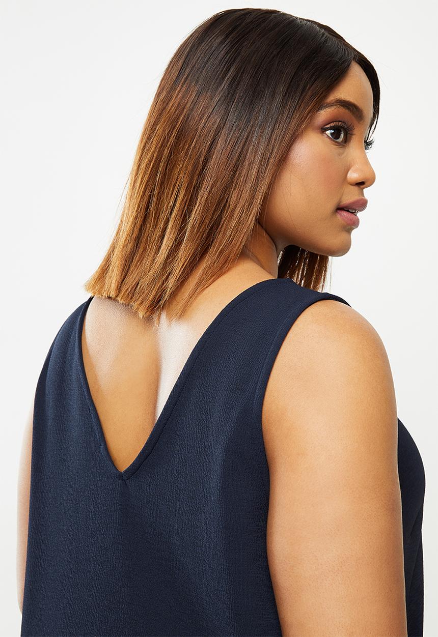 edit Plus - V-neck textured vest - navy