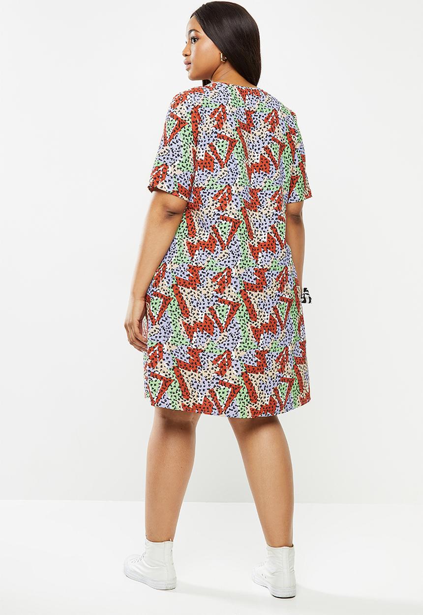 Glamorous - Plus size geo print T-shirt dress - multi
