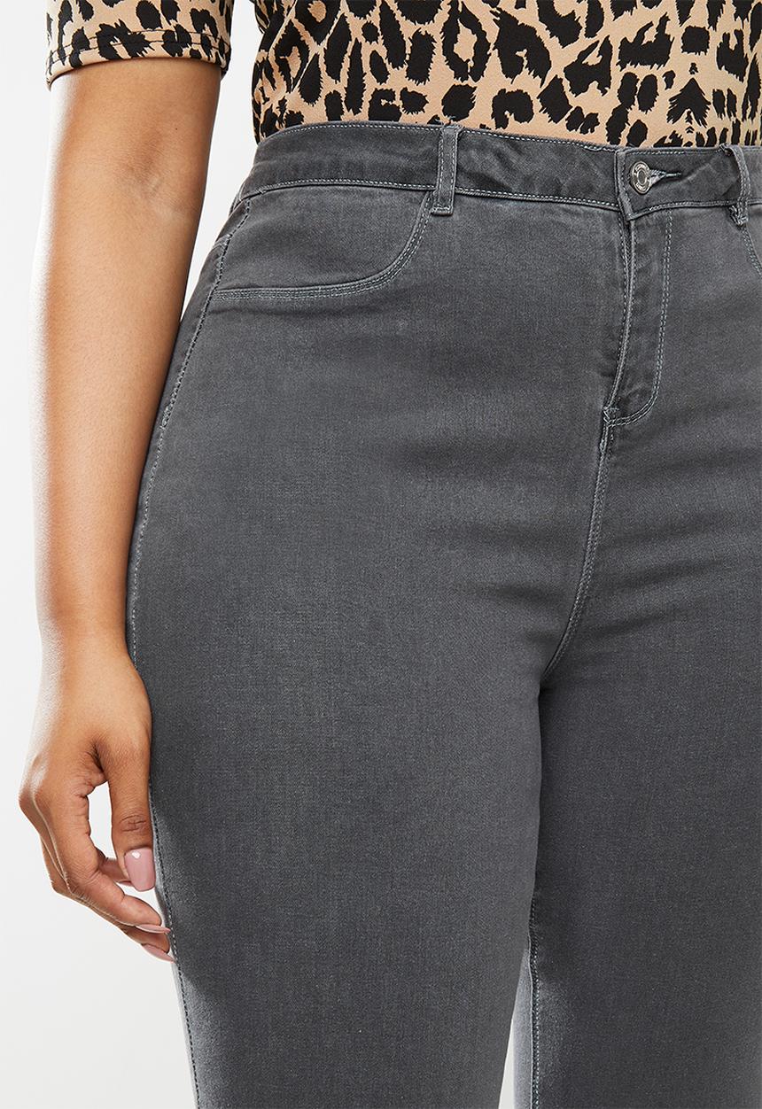 Missguided - Plus lawless high waisted ankle zip jeans - grey